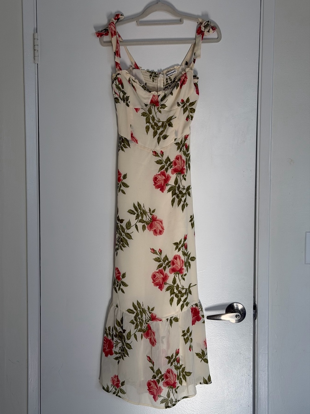 Reformation Nikita in Jolie Cream Floral Rose Print Midi Dress - Size 2